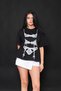 Luck You Printed Relaxed Fit Black Women's Tshirt - 6