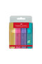 Highlighter Pen Set of 4 Colors, Transparent Body, Water-Based Ink, 3 Different Tip Thicknesses