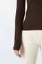 Women's Long Sleeve Brown Plain Crew Neck Finger Detail Bodysuit - 2