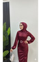 Fish Gathered Satin Dress - 2