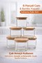 6-Piece Bamboo Vacuum Square Lid Glass Breakfast Multi-Purpose Borosilicate Glass Snack Bowl