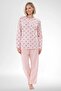Women's Plus Size Floral Print Long Sleeve Oversized Mom Pajama Set 80% Cotton, 20% Viscose - 2