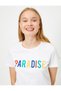 Women's Letter Printed Ecru T-shirt 0yal18216ık