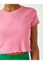Crop T-Shirt Crew Neck Short Sleeve Rib - 5