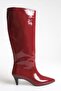 Women's Burgundy Patent Leather Heeled Pointed Toe Below-The-Knee Boots - 2