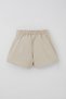 Girl's Shorts Skirt with Pocket Cover Detail, Button Accent Pieces, Ages 6-12, Stone - 3