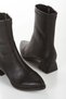 Women's Black Faux Leather Skin Pointed Toe Thick Heeled Comfortable Winter Boots - 4