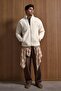 Men's Relaxed Fit Premium Sherpa Embroidery Detailed Zippered Jacket Beige - 6