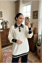 Women's Standard Size Diamond Pattern Knitwear Hijab Two-Piece Set