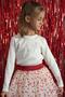 Girl's Long Sleeve T-Shirt with Butterfly Embroidery Detail, Sequins and Pearls, Ages 8-14, Ecru