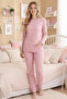 Waffle Knitted Long Sleeve Women's Pajama Set with Pocket Detail - 2