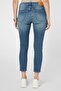 Women Regular Fit Mid Waist Stretch Washed Denim Jeans, Blue - 4