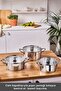 Vapor New 6-Piece Midi Steel Pot Set with Induction Base - 6