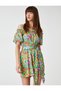 Jumpsuit with Shorts Off Shoulder Short Sleeve Belted - 2
