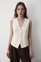 Women's Lined Button Detailed Linen Vest Natural - 3