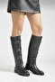 Large Size Women's Genuine Leather Boots 41-42-43-44-Black Leather