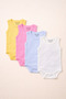 4-Pack 100% Cotton Flexible Interlock Baby Girl Undershirt Bodysuit Ecru White Pink Yellow
