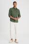 Loose Fit Relaxed Fit 100% Cotton Khaki Shirt - 3