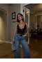 Women's Stone-Embellished High-Waisted Wide-Leg Jeans - 2