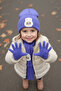 Labubu Patterned Scarf Beanie Glove Set Unisex Purple (3-8 Years) - 3