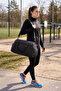 Black Crinkle Fabric Shoe Compartment 0818 Waterproof Sports and Travel Bag with Front Pocket and Shoulder Strap - 4