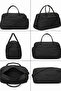 Black Crinkle Fabric Shoe Compartment 0818 Waterproof Sports and Travel Bag with Front Pocket and Shoulder Strap - 7