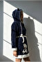 Women's Hooded Embroidered Zip-Up Short Robe - 2