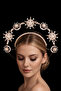 Fantastic Crown with Star and Moon Figures and Pearl Detail – Sparkling Model in Gold Color - 2