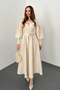 Beige Rose Detailed Scuba Dress - 2