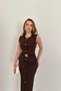 Brown Gold Accessory Detailed Pocketed Dress - 3
