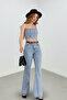 Women's High Waist Spanish Leg Light Blue Denim Lycra Jean Trousers