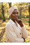 Crystal Butterfly Stone Embroidered Ribbed Lined Beige Ready-Made Turban Hijab Evening Dress Bonnet - 8