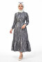 Women's Pattered Loose Model Button Detail Dress - 4