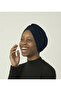 Cross Fukuro Glitter Lined Navy Blue Ready-made Hijab Hijab Evening Dress Bonnet - 3