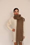 Women's Brown Soft Textured Knitted Scarf Shawl 190X50 cm - 4