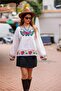 Cream Color Authentic Patterned Embroidered Linen Blouse - 3