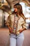 Beige Color Tasseled Collar Frilled Embroidered Blouse - 3