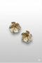 Gold White Line Detailed Flower Women's Earrings - 2