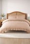Earth Color Farballi - Ruffled Cotton Vintage Hotel Series Double Duvet Cover Set