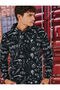Printed Hooded Sweatshirt with Fleece-Lined Pocket Detail - 2