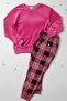 Women's Winter Flannel Pajama Set – Top Flannel, Bottom Plaid, Long Sleeve, Pink / Navy Blue - 5