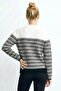 Women - Patterned Knit Sweater – Crew Neck, Comfortable Fit - Black and White - 6