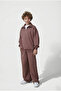 Boy's Brown Half Zipper Wide-Leg Comfortable Fit Brown Bottom and Top Tracksuit Set - 4