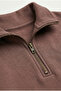 Boy's Brown Half Zipper Wide-Leg Comfortable Fit Brown Bottom and Top Tracksuit Set - 3