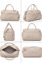 Beige Crinkle Fabric Shoe Compartment 0818 Waterproof Sports and Travel Bag with Front Pocket and Shoulder Strap - 7