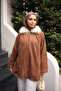 Brown Collar Fur Detailed Suede Jacket
