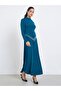 Women Teal Diamond Tassels Midi Dress - 3