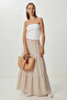 Flounced Summer Muslin Skirt Lkt0005 Beige