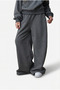 Girl's Gray Wide-Leg Hooded Pocketed Sim Detailed Fabric Top and Bottom Tracksuit Set - 2