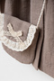 Lace Detailed Baby Collar Linen Baby Girl Dress with Bag Brown - 5